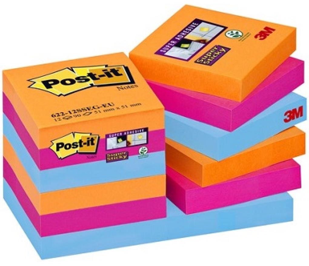 Post-it 3M Super Sticky 47,6 x 47,6 mm Cosmic colors pak/12 - Per pak