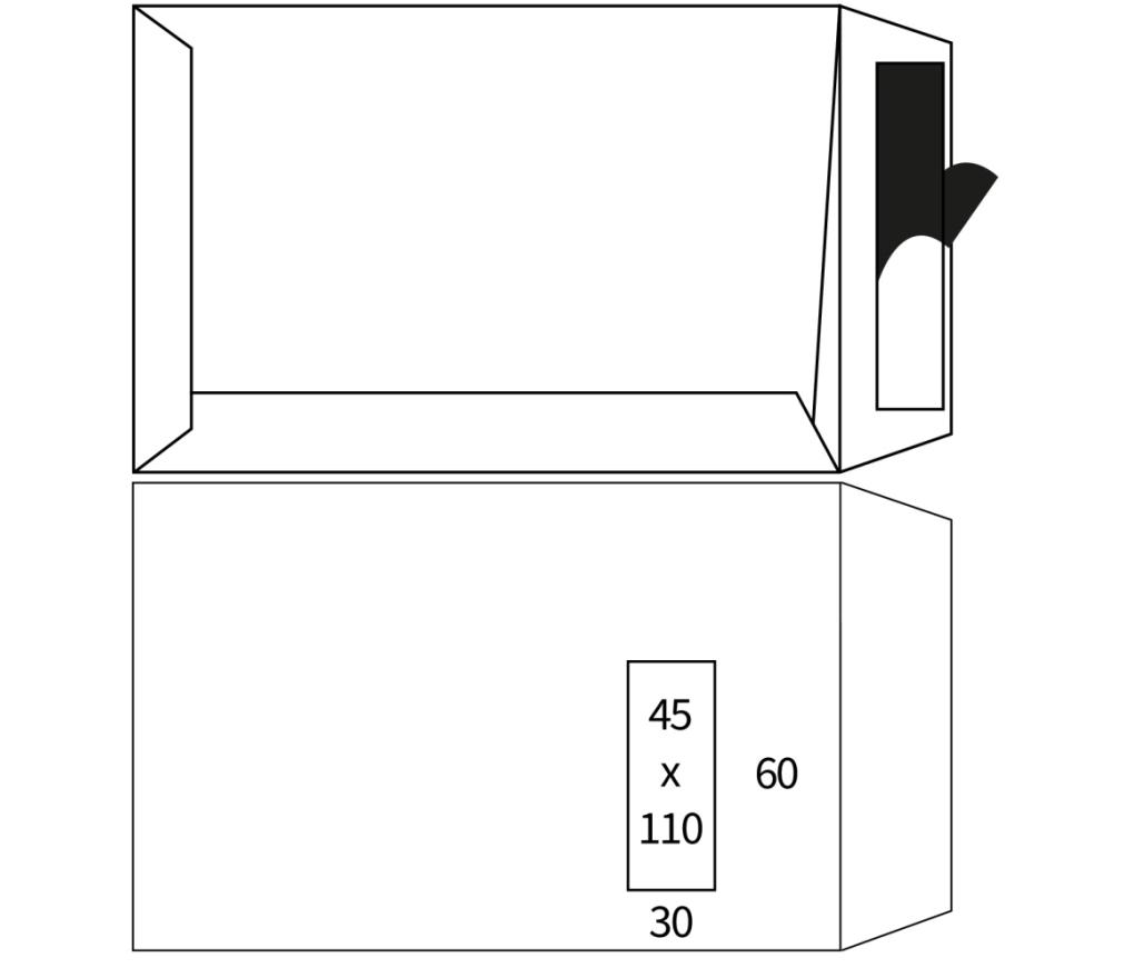 Zakomslag 229 x 324 mm 100 g zelfklevend met strip met venster rechts doos/250 - Per pak