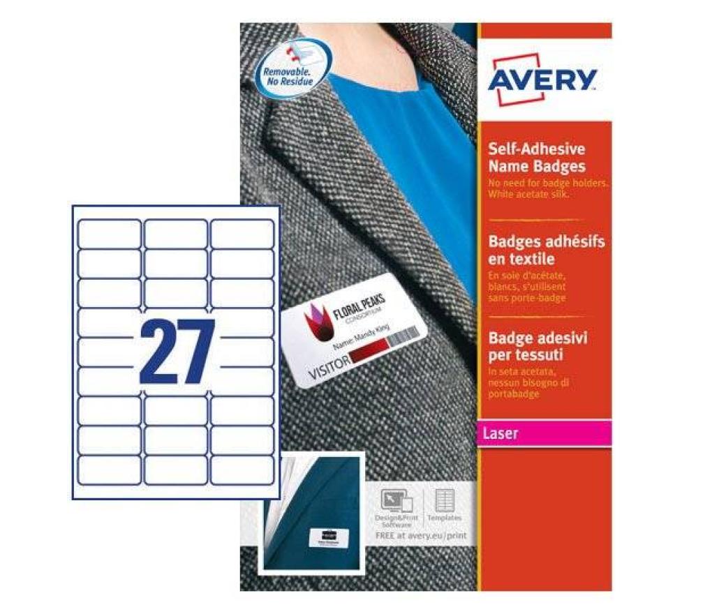 Etiket Avery Zweckform L4784-20 badge zelfklevende acetaatzijde 63,5 x 29,6 mm doos/540 - Per pak