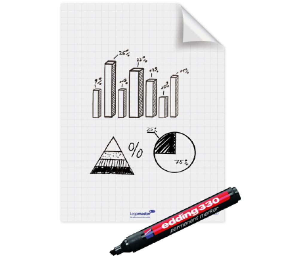 Magic chart Legamaster flipchart folie geruit 60 x 80 cm vel/25 - Per stuk