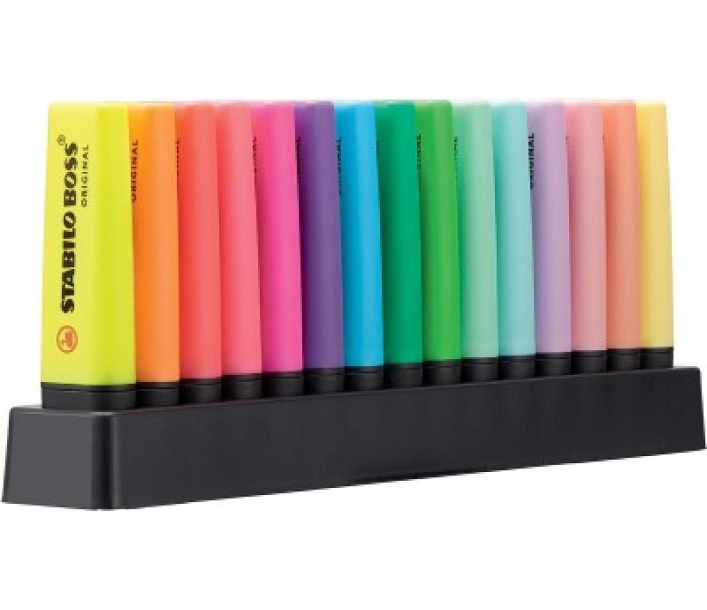 Fluostift Stabilo Boss 9 fluo original + 6 pastel deskset/15 - Per pak