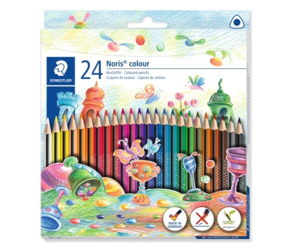 Kleurpotloden Staedtler Noris colour upcyled wood driekantig etui/24 - Per pak