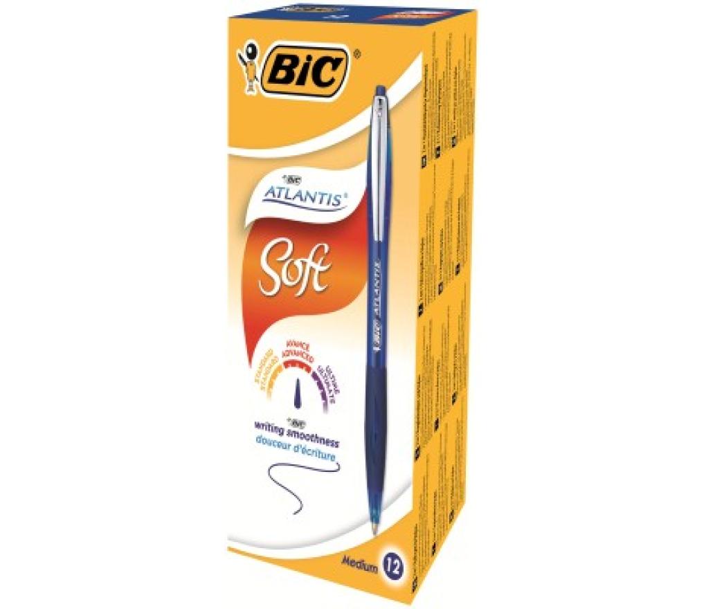 Kogelpen Bic Atlantis Soft Metal Clip 1,0 mm blauw - Per stuk
