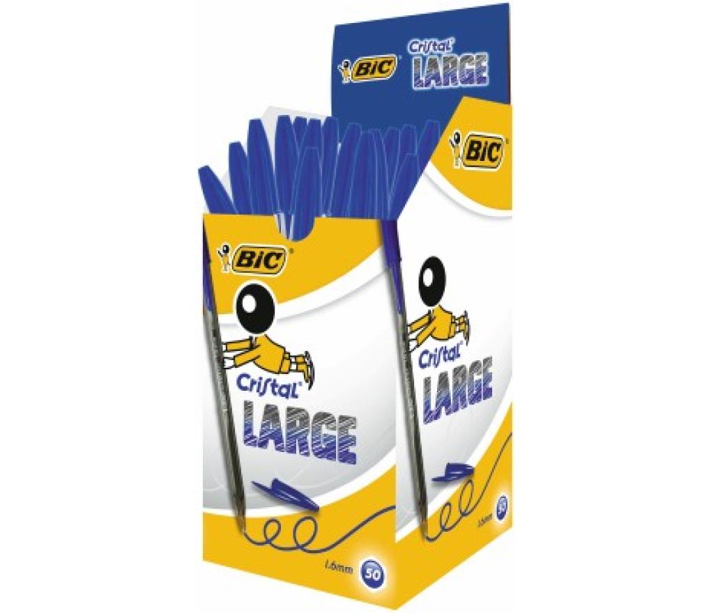 Kogelpen Bic Cristal 1,6 large blauw - Per stuk