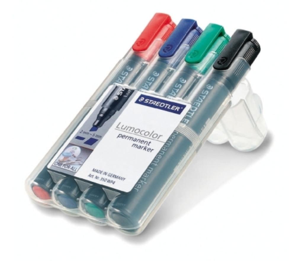 Permanent marker Staedtler 350wp4 schuine punt 2 - 5 mm box/4 - Per pak