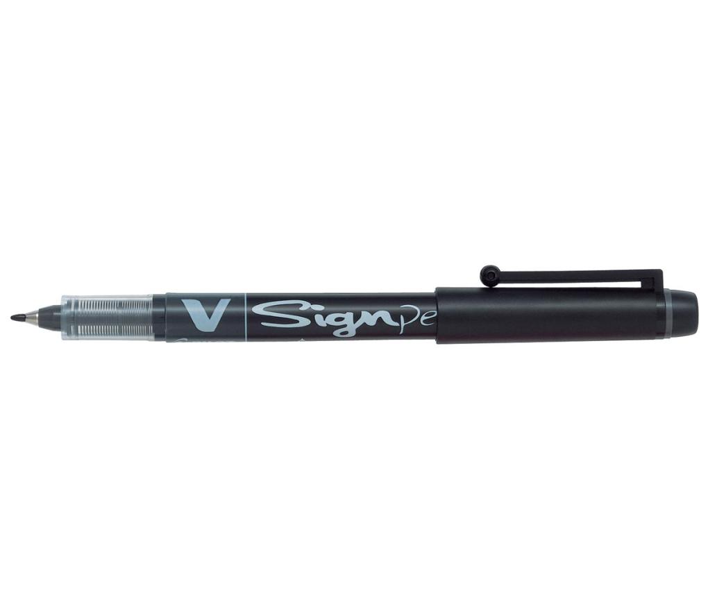 Viltstift Pilot V signpen medium zwart - Per stuk