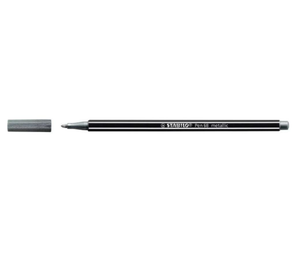 Viltstift Stabilo Pen 68 Metallic zilver - Per stuk