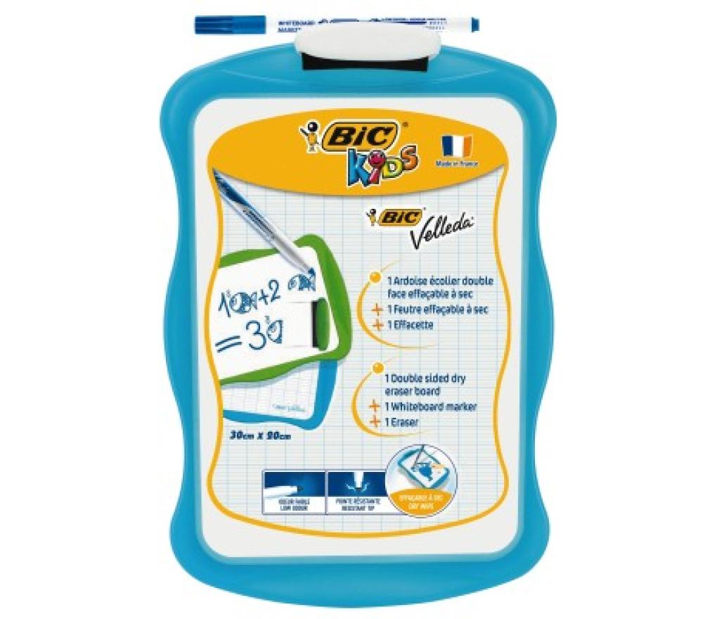 Whiteboard 20 x 30 cm Bic Velleda dubbelzijdig assorti + stift en wisser - Per stuk