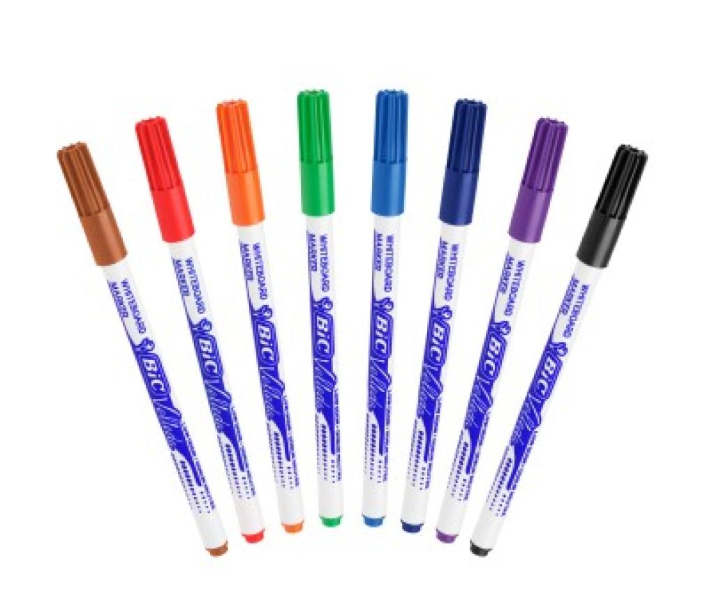 Whiteboardstift Bic Velleda 1721 fijne punt set 8 kleuren - Per pak