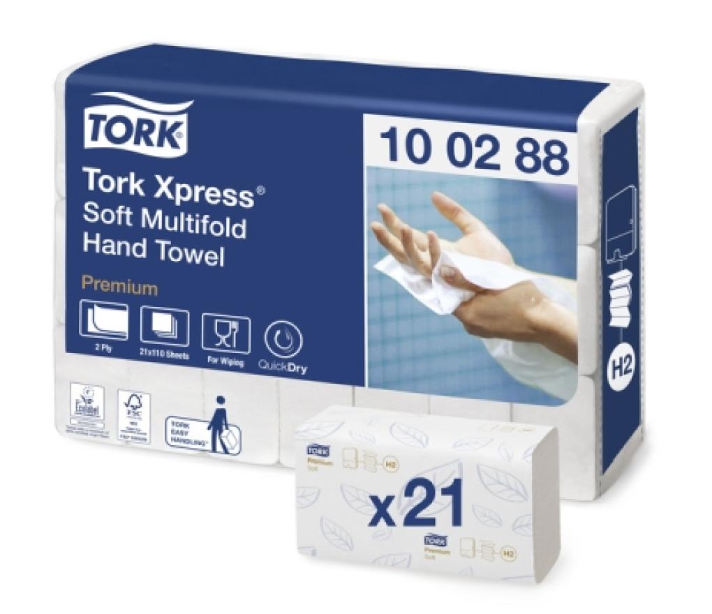 Handdoek Tork H2 intergevouwen 21 x 34 cm Soft 2-laags vel/2310 - Per pak