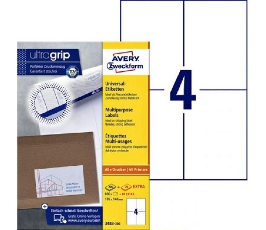 Etiket ILK Avery Zweckform 3483 105 x 148 mm wit doos/800 - Per pak