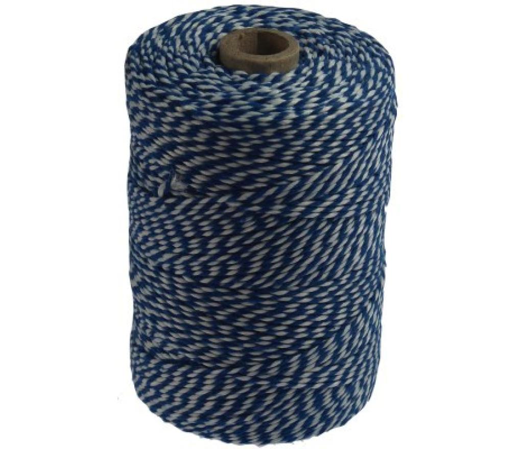 Koord 2-kleurig blauw-wit bol/200 g - Per stuk