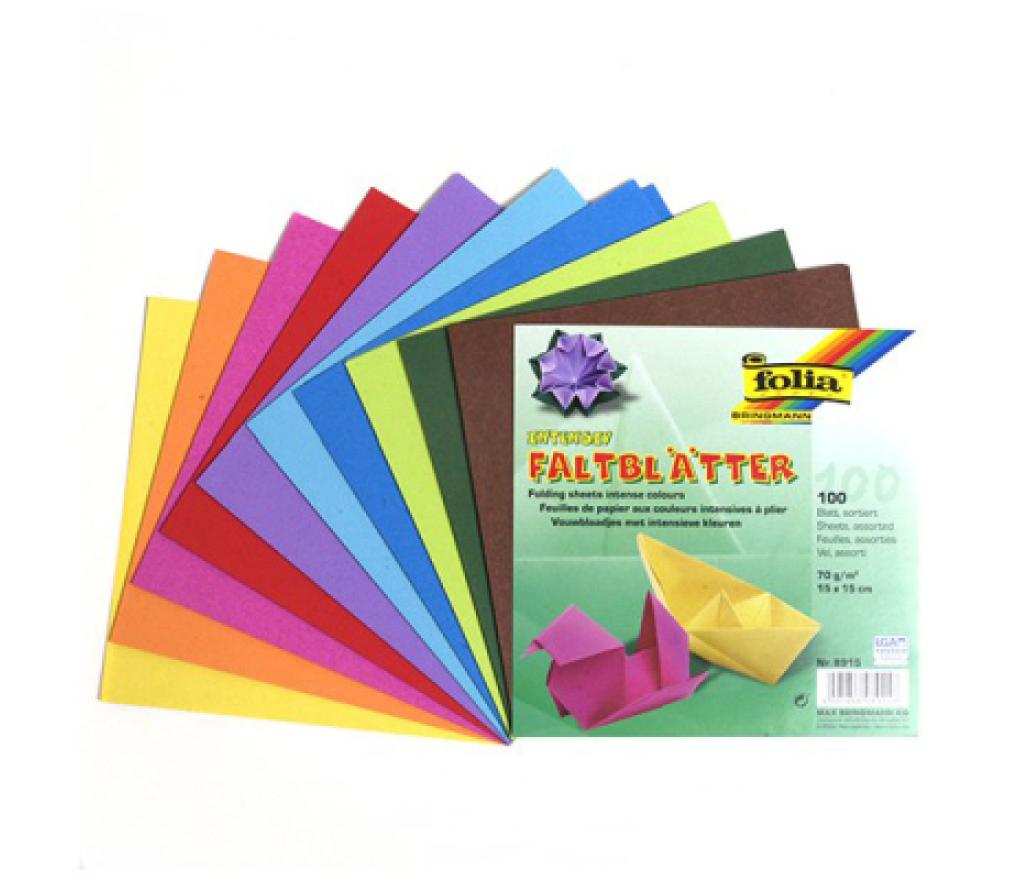 Vouwblaadjes 15 x 15 cm assorti vel/100 - Per pak