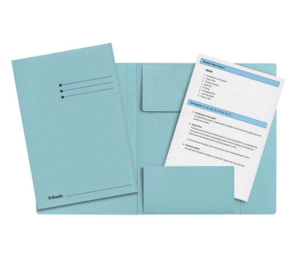 Map 3 kleppen Folio karton blauw pak/50 - Per pak