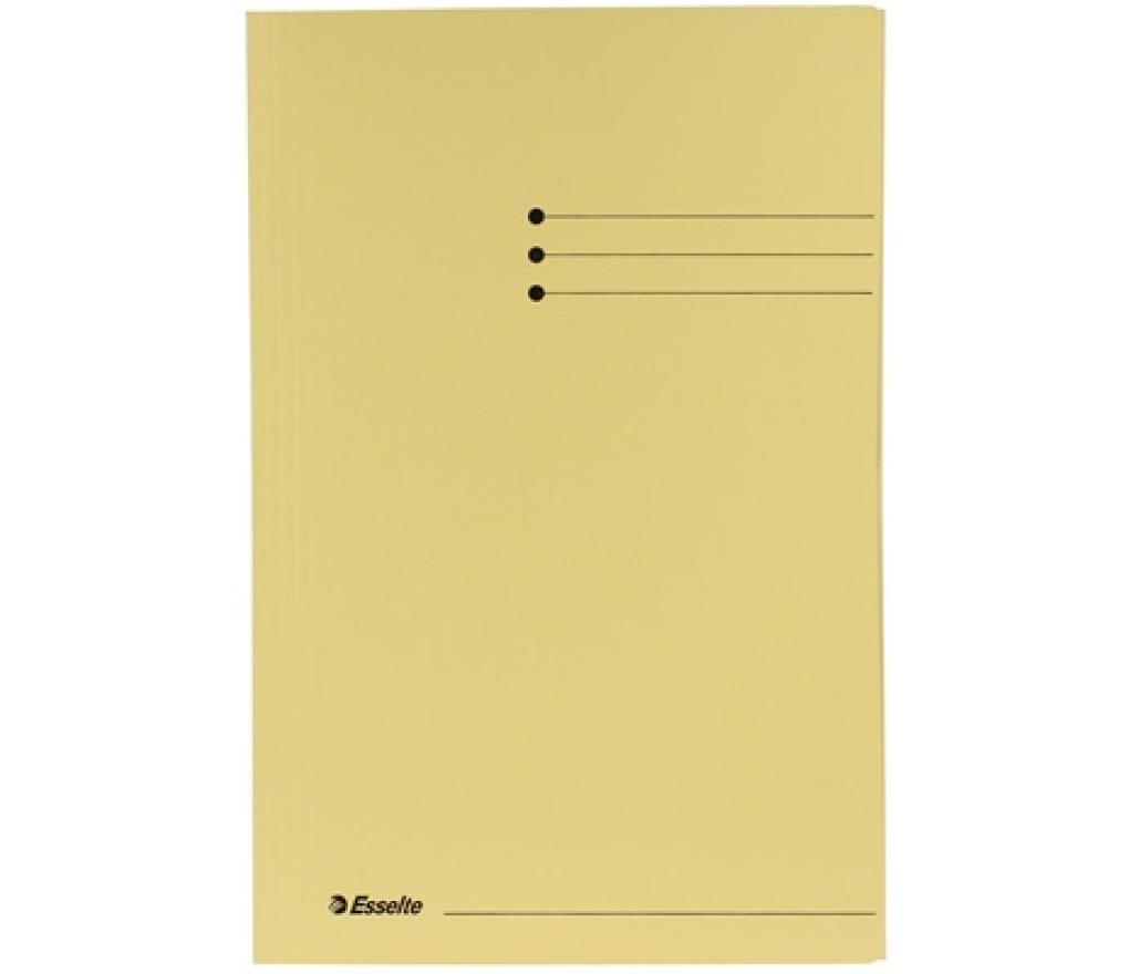 Map 3 kleppen Folio karton geel pak/50 - Per pak