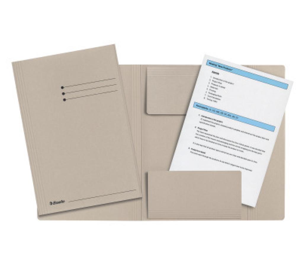 Map 3 kleppen Folio karton grijs pak/50 - Per pak