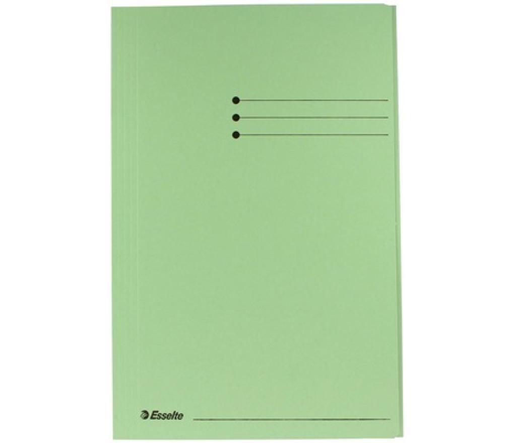 Map 3 kleppen Folio karton groen pak/50 - Per pak