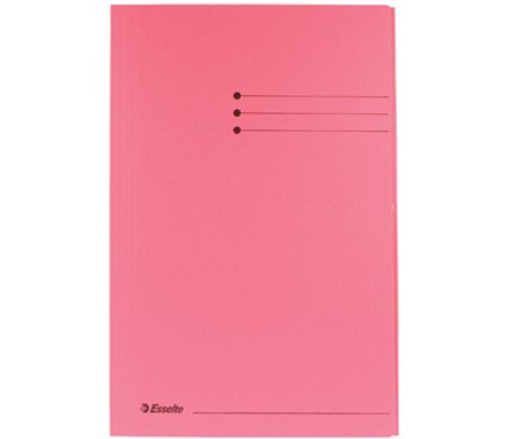 Map 3 kleppen Folio karton roze pak/50 - Per pak