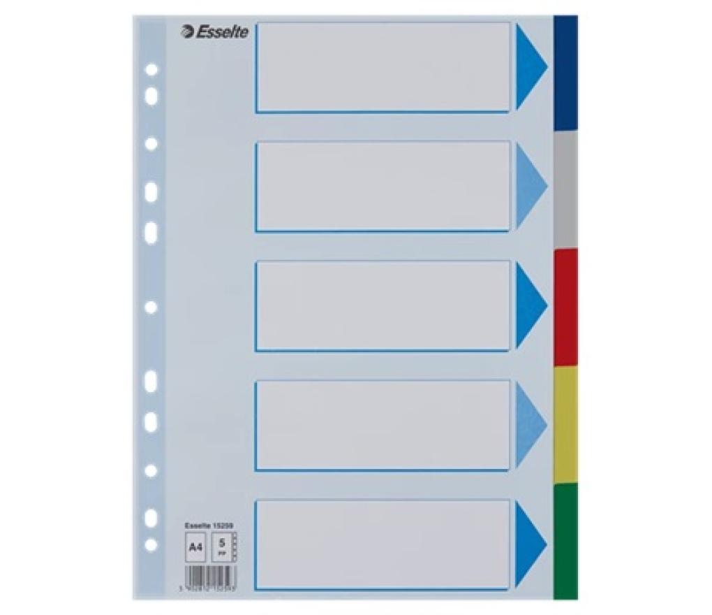 Tabkaart A4 5 posities PP Esselte - Per stuk
