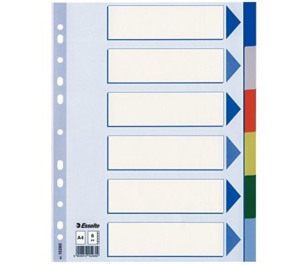 Tabkaart A4 6 posities PP Esselte - Per stuk