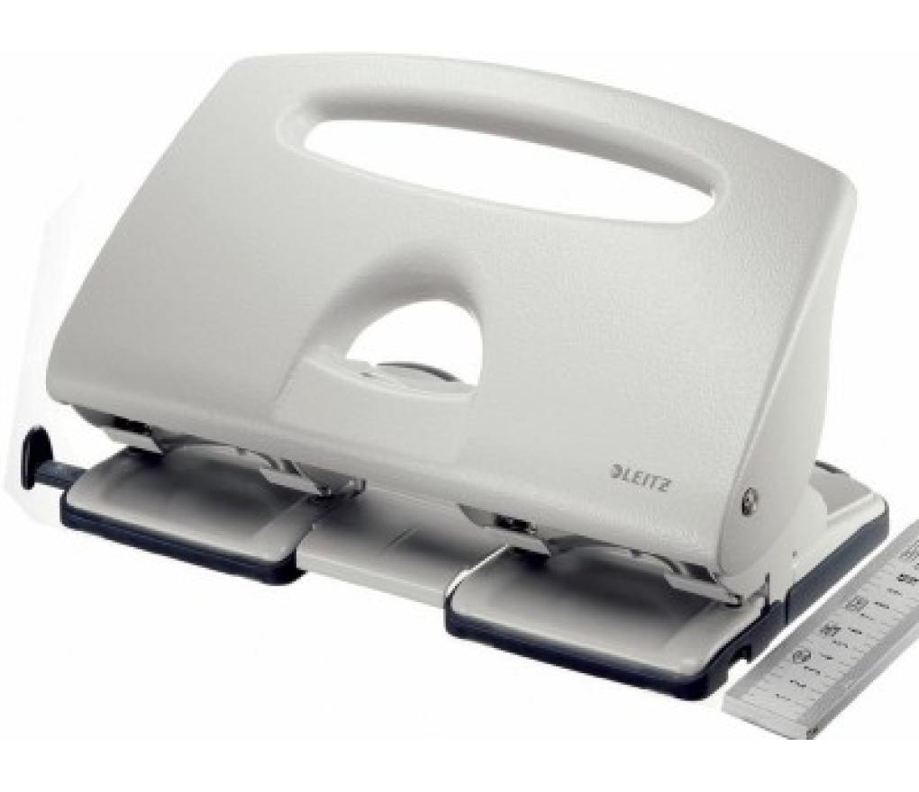 Perforator Leitz 5012 grijs 4 vaste perforaties 25 vel met aanleg - Per stuk