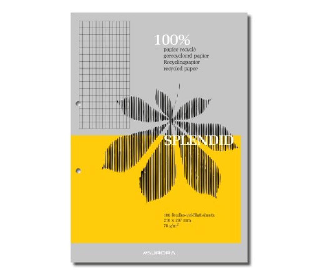 Cursusblok A4 210 x 297 mm 70 g 100 blad gerecycleerd commercieel geruit 4 x 8 mm - Per stuk