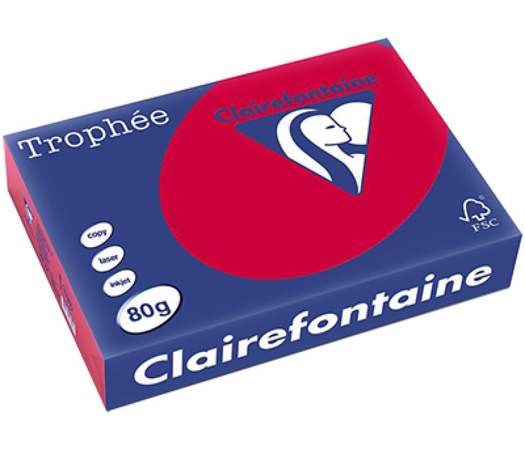 Kopieerpapier A4 80 g CLF Trophée intens 1782 kersenrood riem/500 - riem
