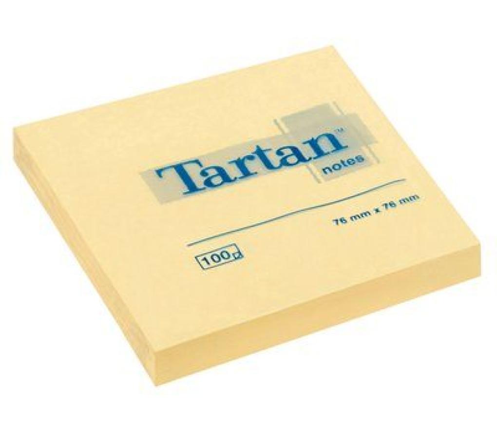 Memonotes Tartan 76 x 76 mm geel - Per stuk