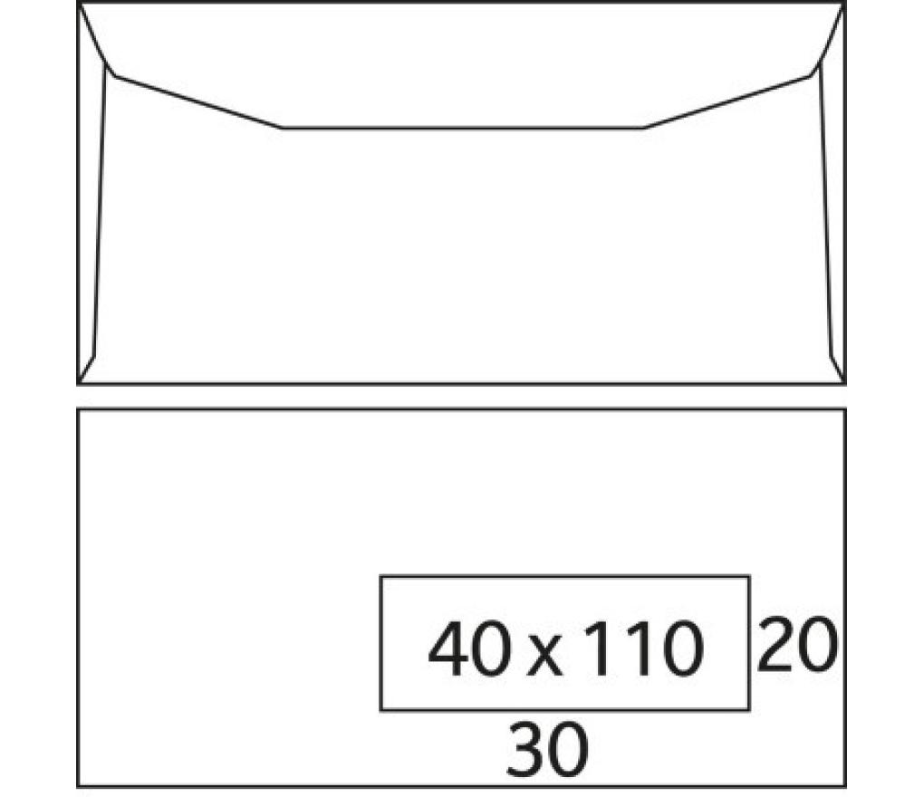 Omslag Amerikaans 114 x 229 mm 80 g met venster gegomd doos/500 - Per pak
