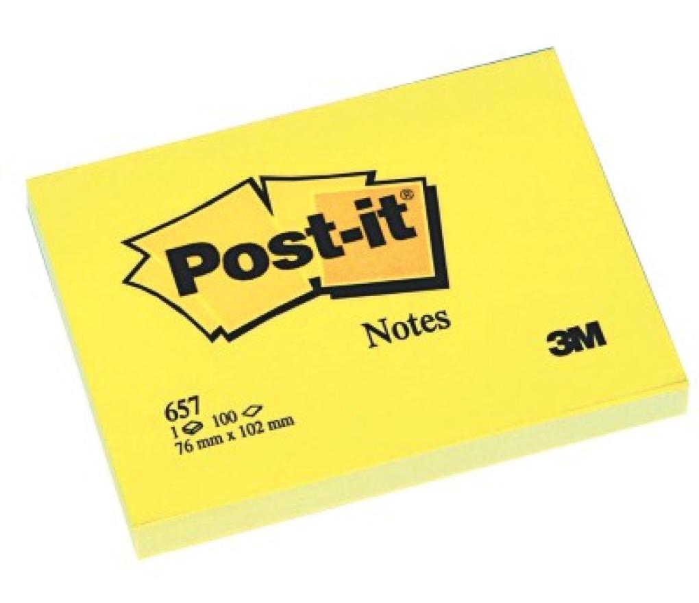 Post-it 3M 657 102 mm x 76 mm geel - Per stuk