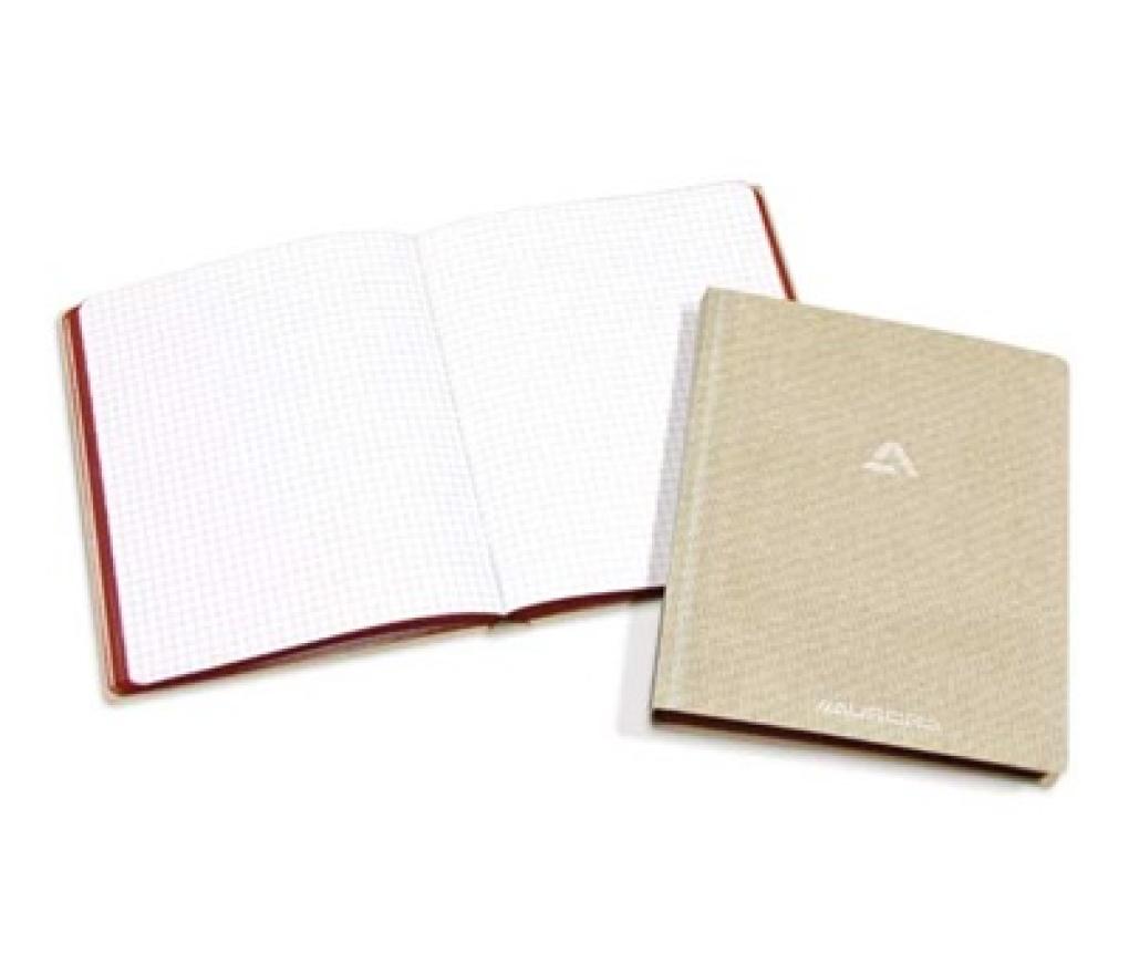 Zakboek grijs linnen 145 x 220 mm geruit 192 blad - Per stuk