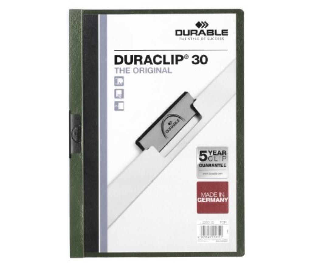 Klemmap Durable 2200-32 Duraclip 1-30 blz A4 donkergroen - Per stuk