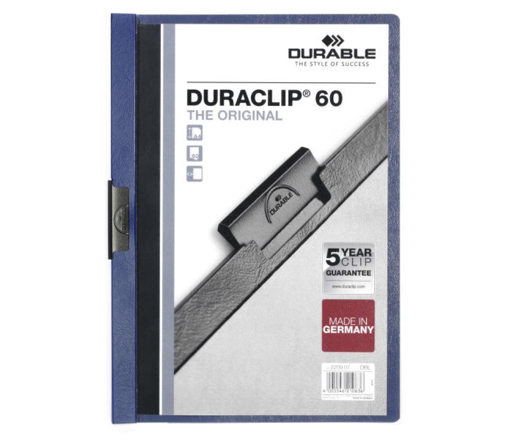 Klemmap Durable 2209-07 Duraclip 1-60 blz A4 donkerblauw - Per stuk
