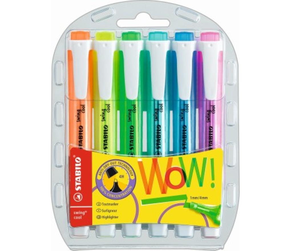 Fluostift Stabilo Swing cool set/6 - Per pak