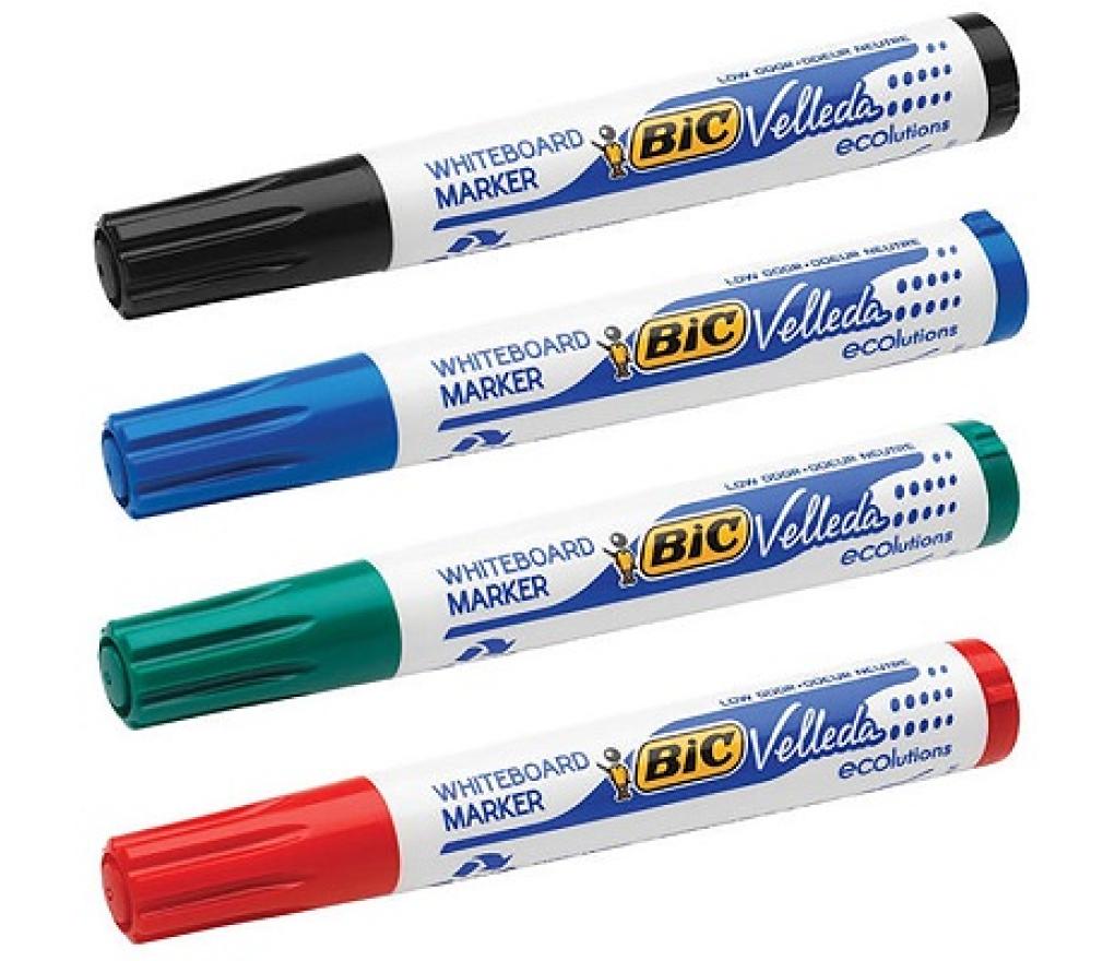 Whiteboardstift Bic Velleda schuine punt 1751 set/4 kleuren - Per pak