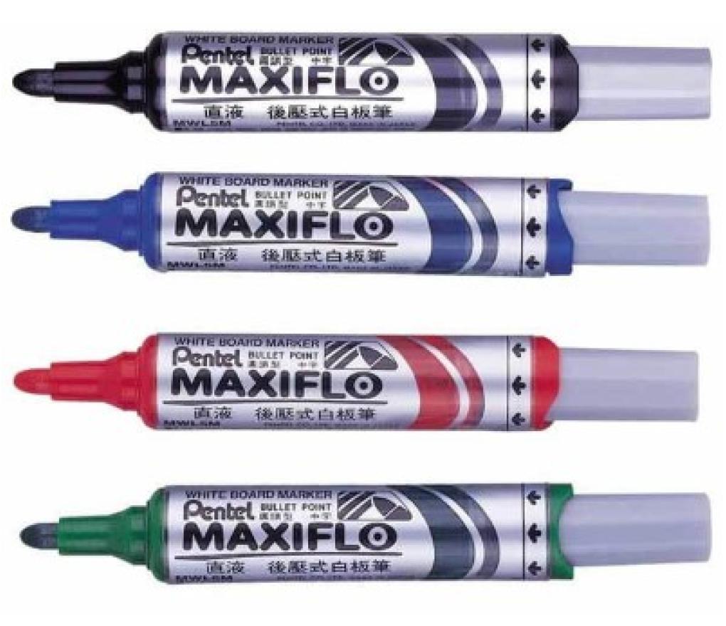 Whiteboardstift Pentel Maxiflo MWL5M 6 mm rond zwart - Per stuk