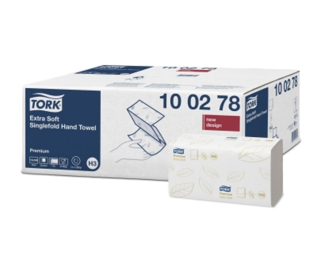 Handdoek Tork H3 ZZ-gevouwen 23 x 23 cm Soft 2-laags vel/3000 - Per pak