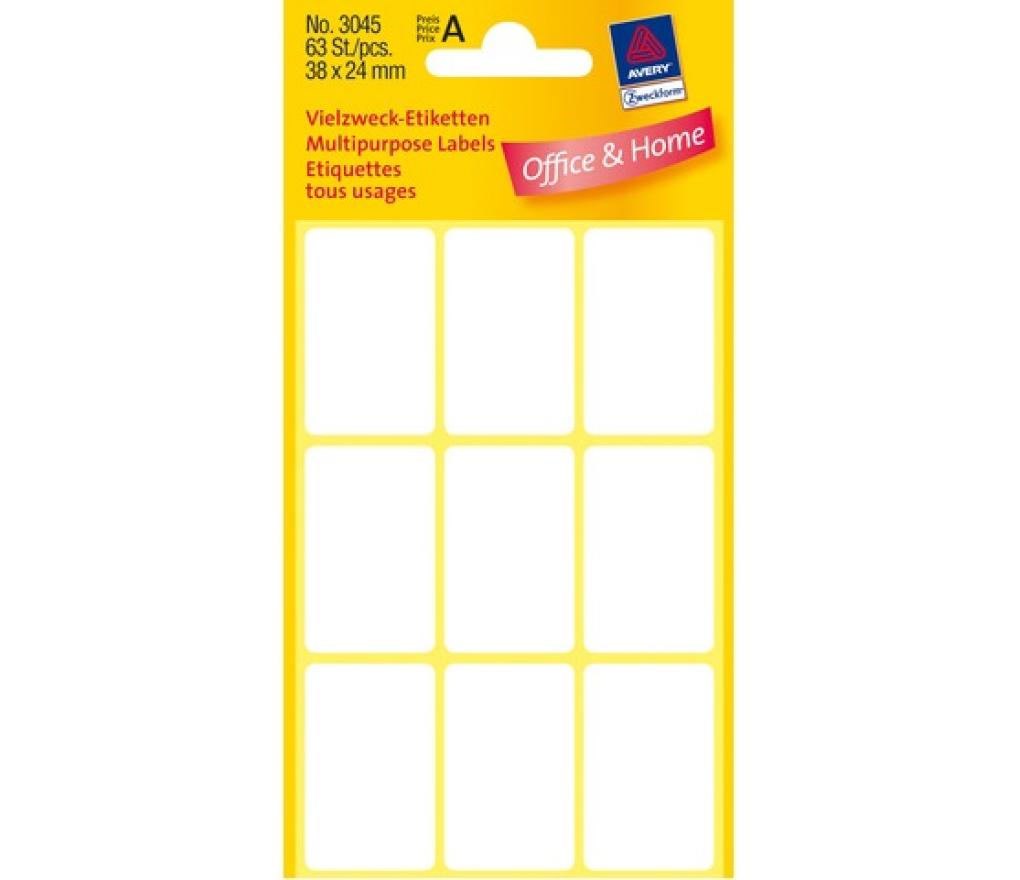 Etiket Avery Zweckform 3045 38 x 24 mm blister/63 - Per pak