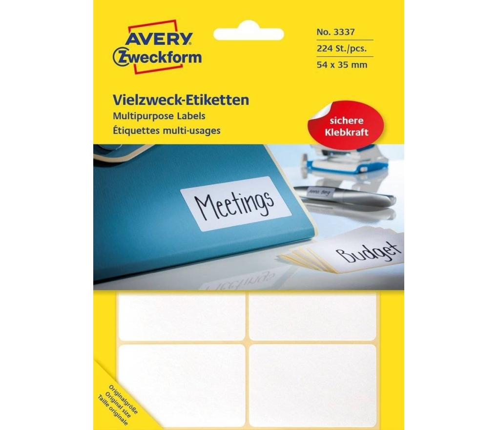 Etiket Avery Zweckform 3337 54 x 35 mm doos/224 - Per pak