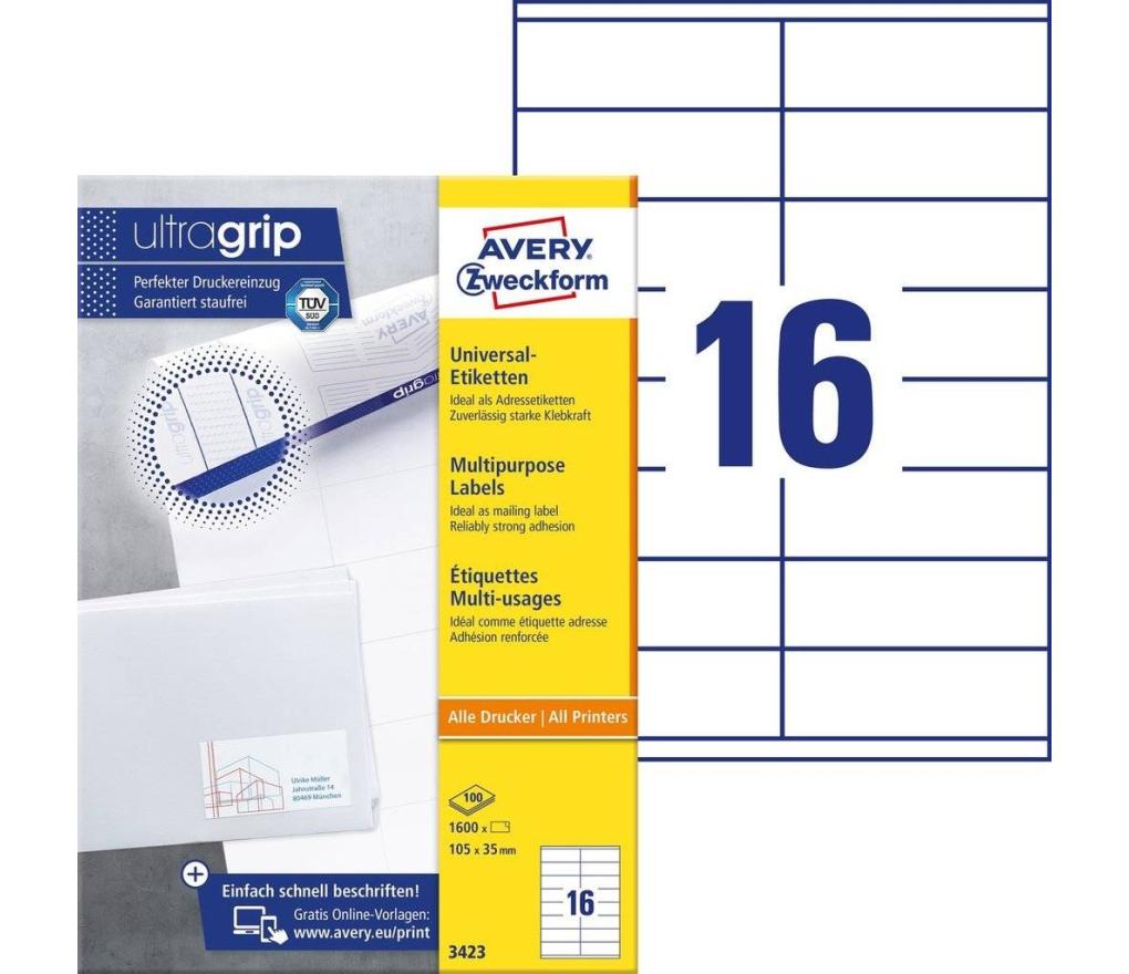 Etiket ILK Avery Zweckform 3423 105 x 35 mm wit doos/1600 - Per pak