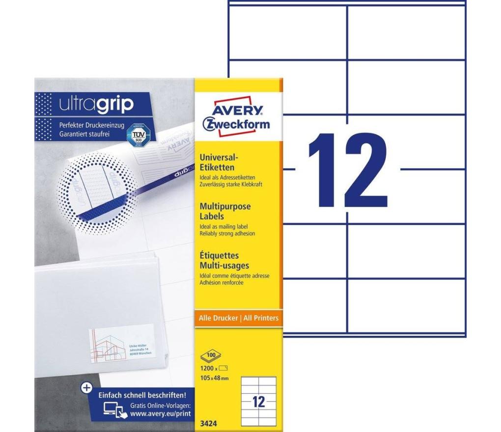 Etiket ILK Avery Zweckform 3424 105 x 48 mm wit doos/1200 - Per pak