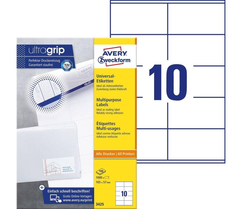 Etiket ILK Avery Zweckform 3425 105 x 57 mm wit doos/1000 - Per pak