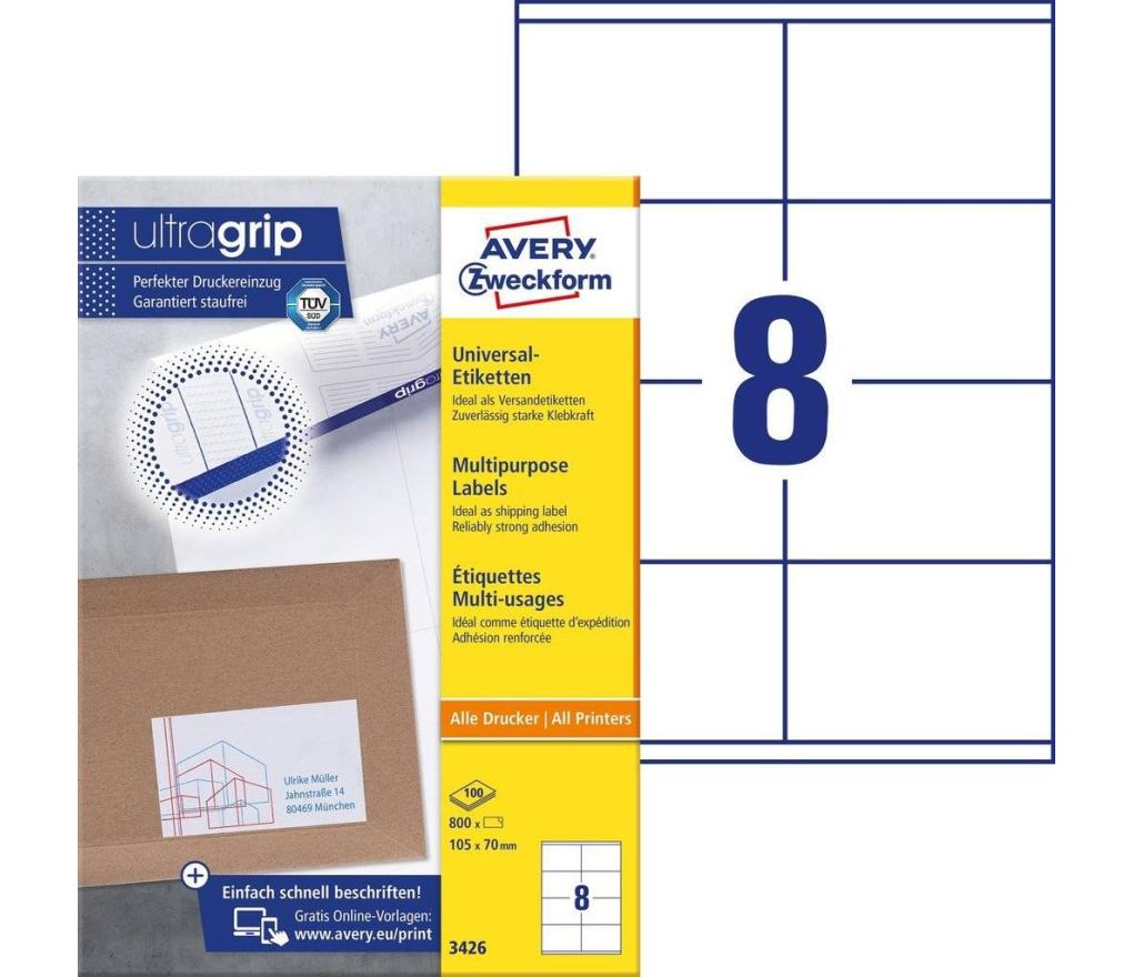 Etiket ILK Avery Zweckform 3426 105 x 70 mm wit doos/800 - Per pak
