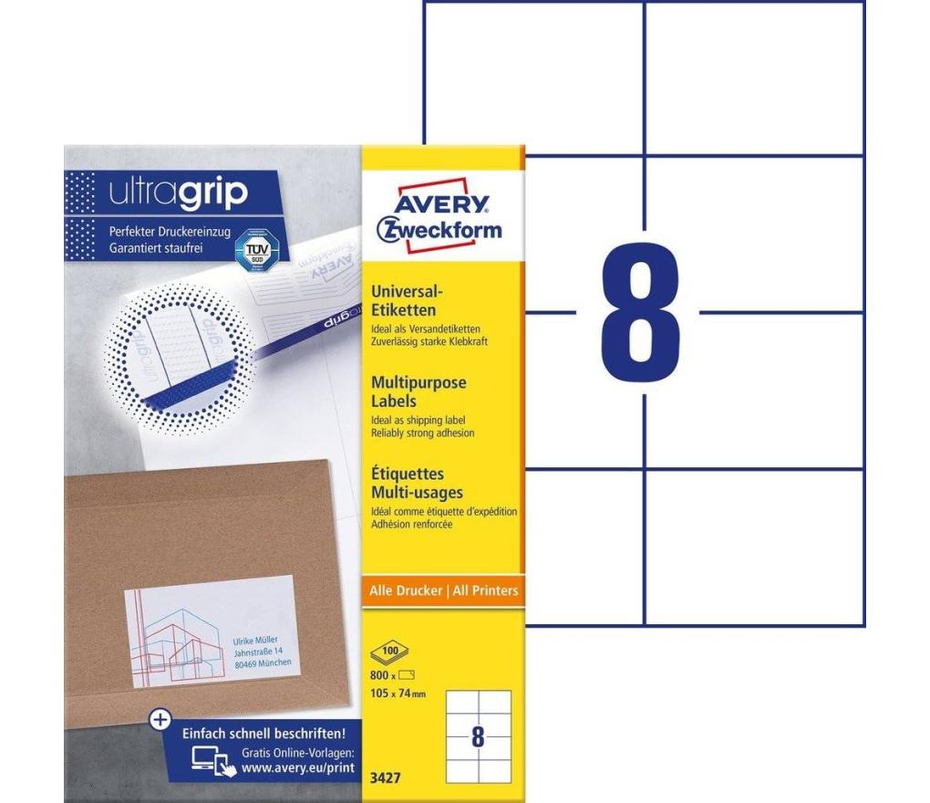 Etiket ILK Avery Zweckform 3427 105 x 74 mm wit doos/800 - Per pak
