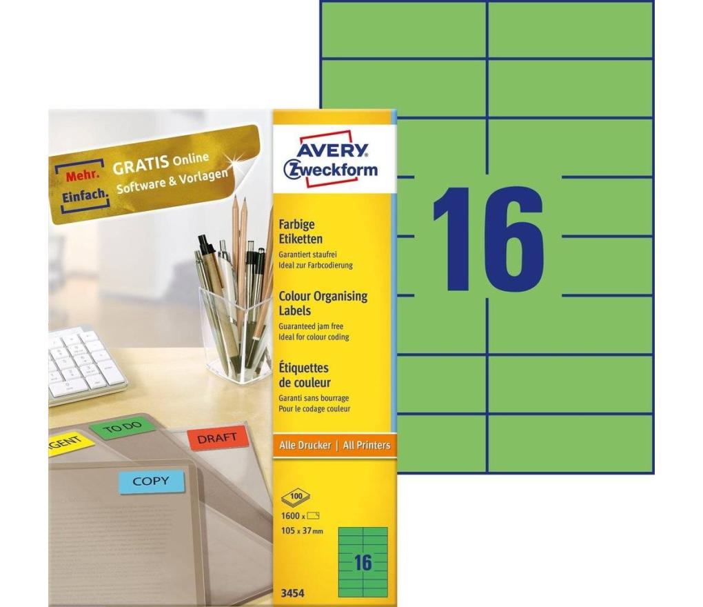 Etiket ILK Avery Zweckform 3454 105 x 37 mm groen doos/1600 - Per pak