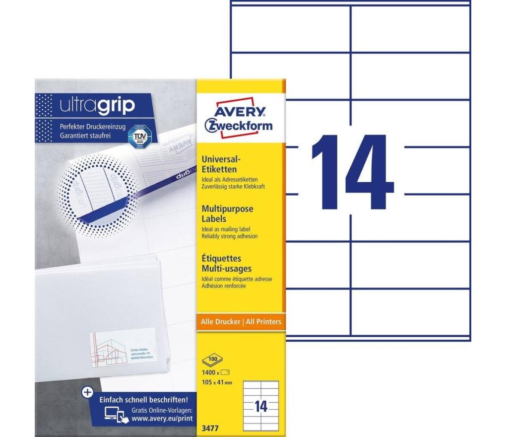 Etiket ILK Avery Zweckform 3477 105 x 41 mm wit doos/1400 - Per pak