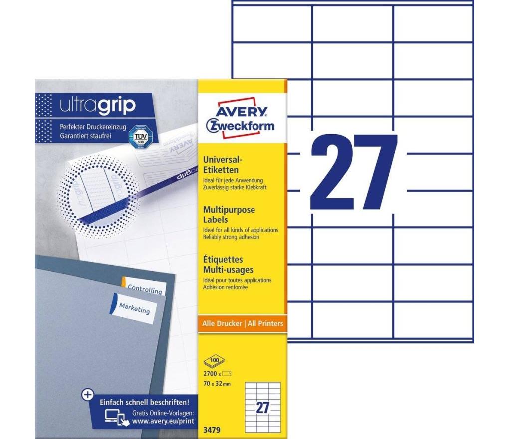 Etiket ILK Avery Zweckform 3479 70 x 32 mm wit doos/2700 - Per pak