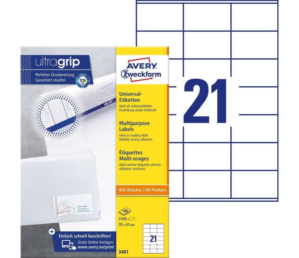 Etiket ILK Avery Zweckform 3481 70 x 41 mm wit doos/2100 - Per pak