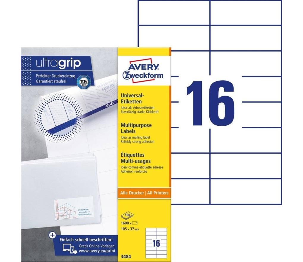 Etiket ILK Avery Zweckform 3484 105 x 37 mm wit doos/1600 - Per pak