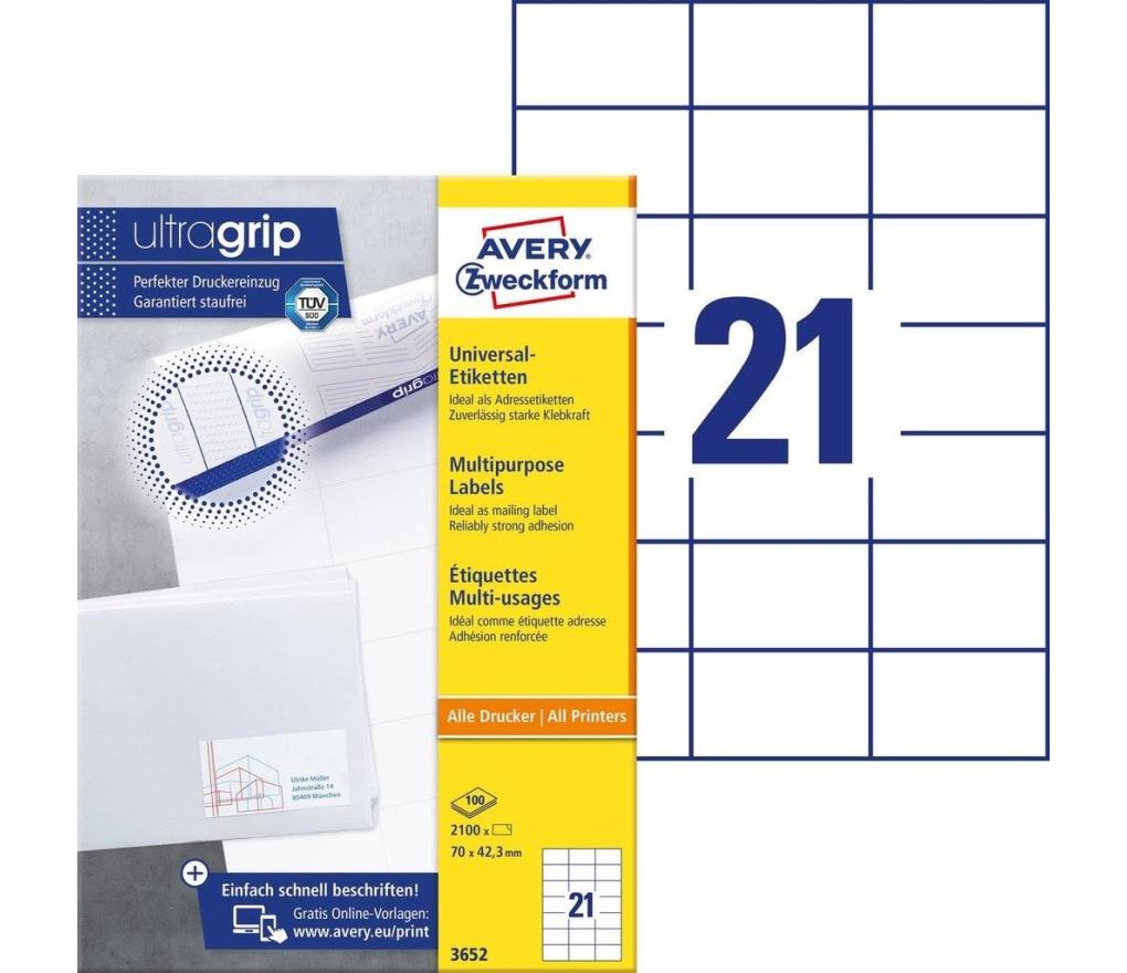 Etiket ILK Avery Zweckform 3652 70 x 42,3 mm wit doos/2100 - Per pak